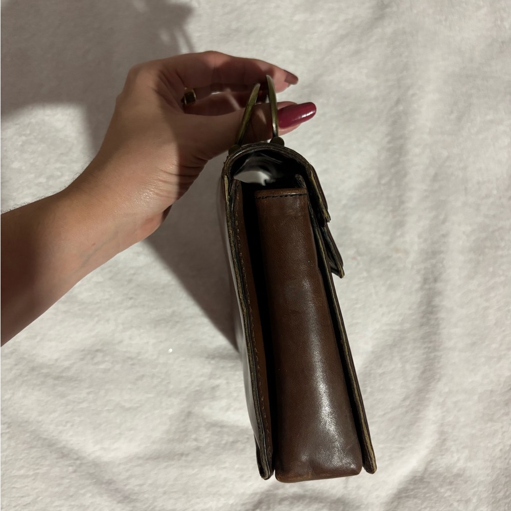✨ 50’S VINTAGE LUXURY BRASS HANDLE MINI PURSE GENUINE LEATHER RARE KELLY STYLE✨ - Picture 9 of 9